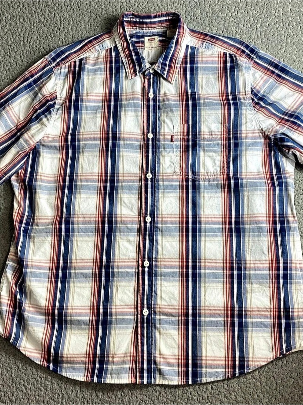 Levi's Standard Plaid Short Sleeve Button Down Shirt Men's XL